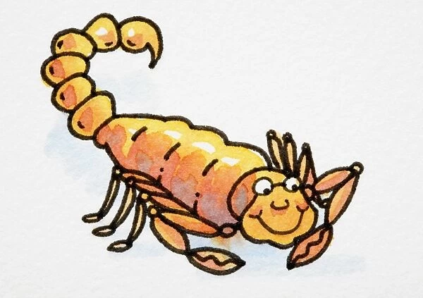 Cartoon, smiling orange scorpion