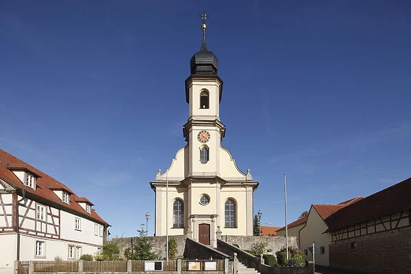 Catholic Curates Church of St. Michael and St. George, Michelau im Steigerwald, Lower Franconia, Franconia, Bavaria, Germany, Europe, PublicGround