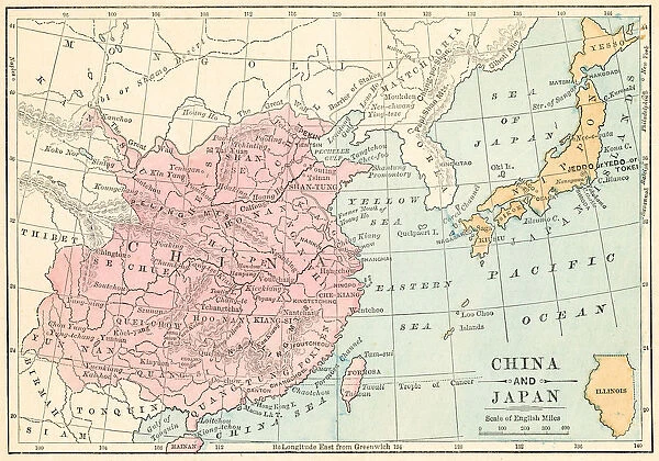 China and Japan map 1875