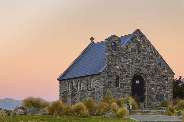 Church of the Good Shepherd at Lake Tekapo in the evening light, Lake Tekapo, Canterbury Region, New Zealand
