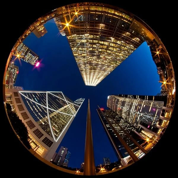 City of hongkong in circular fisheye