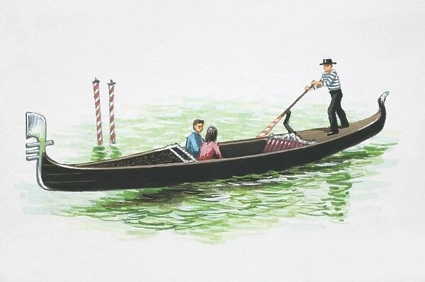 A couple travelling in an Italian Gondola