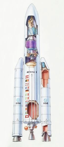 Diagram of Ariane 5 rocket, side view