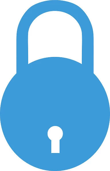 Digital illustration of blue padlock on white background