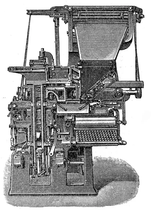 Framed Print : Linotype Print: Vintage Linotype Illustration Framed Print : Linotype Print: Vintage Linotype Illustration