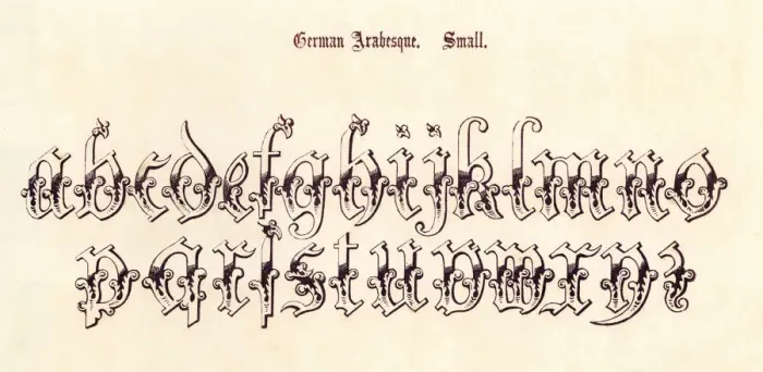 Framed Print : Retro German Arabesque Script Print Framed Print : Retro German Arabesque Script Print