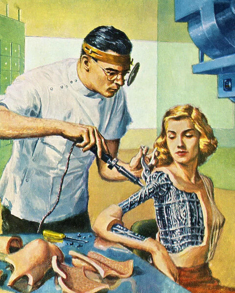Doctor Working on Robot Woman