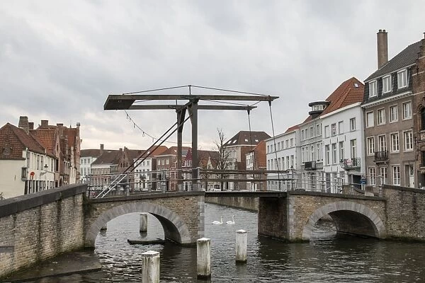 Duinenbrug Bridge in Potterierei Canal in Bruges
