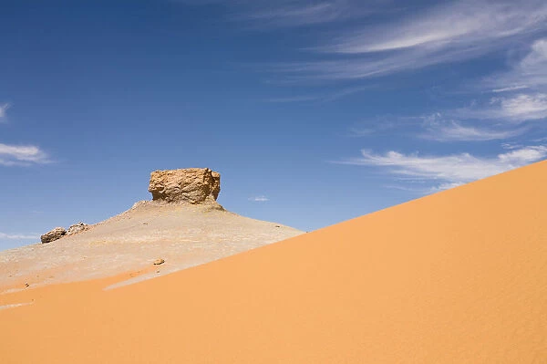 Dunes and rocks, Akakus Mountains, Libyan Desert, Libya, Sahara, North Africa, Africa
