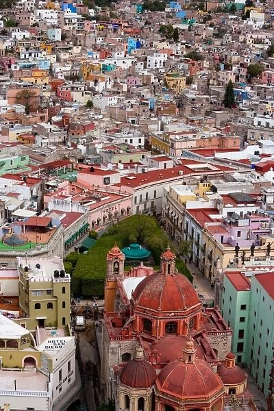 Elevated view over the city of Guanajuato in Mexico