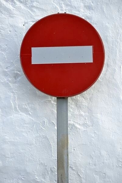 No entry road sign, Lanzarote, Canary Islands, Spain