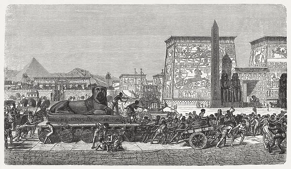 Erection of magnificent buildings in Ancient Egypt, published in 1880