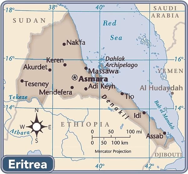 Eritrea country map