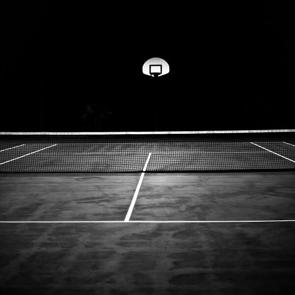 Fake moon over tennis court
