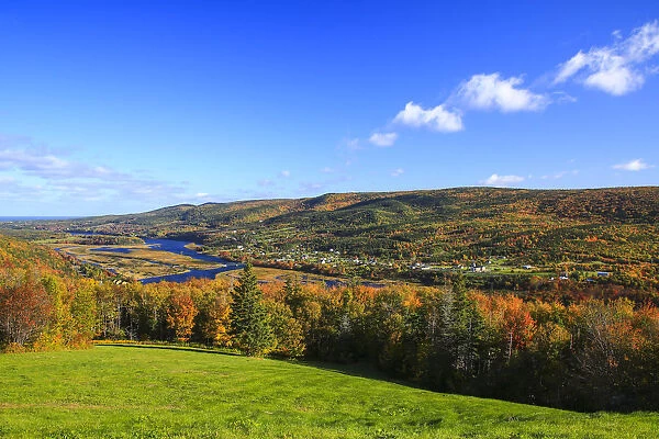 Fall colors and Margaree river, Cabot Trail, Cape Breton, Nova Scotia, Canada