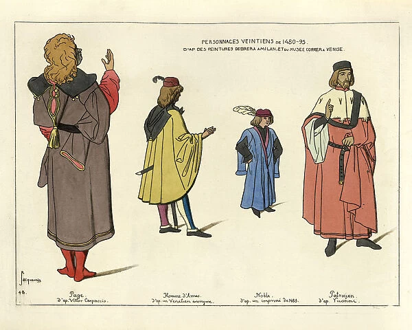 Fashions of medieval Venice, venetian characters, 15th Century