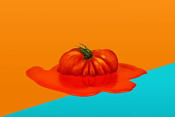 Fresh tomato melting into a puddle