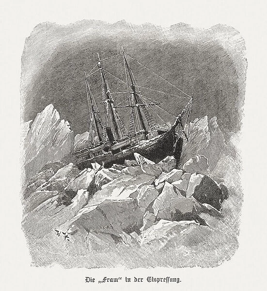 Fridtjof Nansens Fram expedition (1893-1896), wood engraving, published in 1898