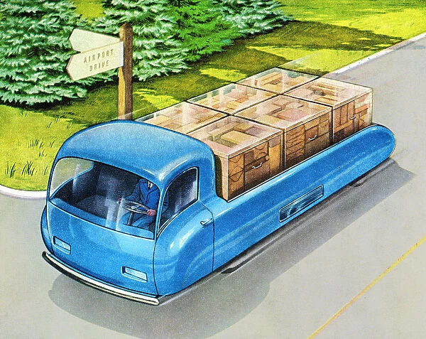 Futuristic Truck Moving Boxes