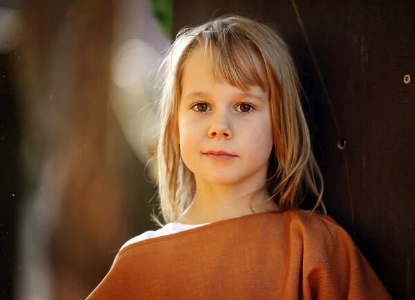 Girl, 7 years, portrait, outdoors