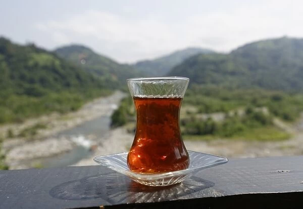 Glass with tea, Firtina Valley, Rize Province, Pontic Mountains, Black Sea Region, Turkey