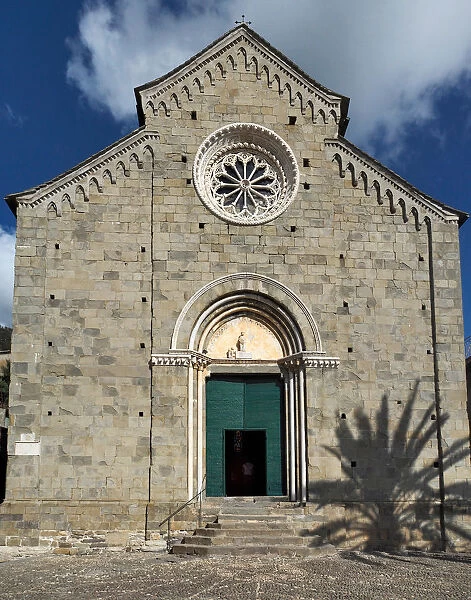 Gothic Style Facade Of Saint Peters Church, Corniglia, Cinque Terre National Park, Northern Italy