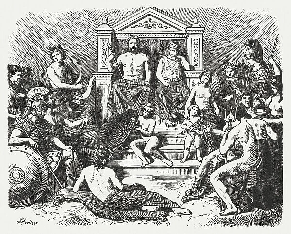 Greek gods in the Olymp, Greek mythology, published in 1880