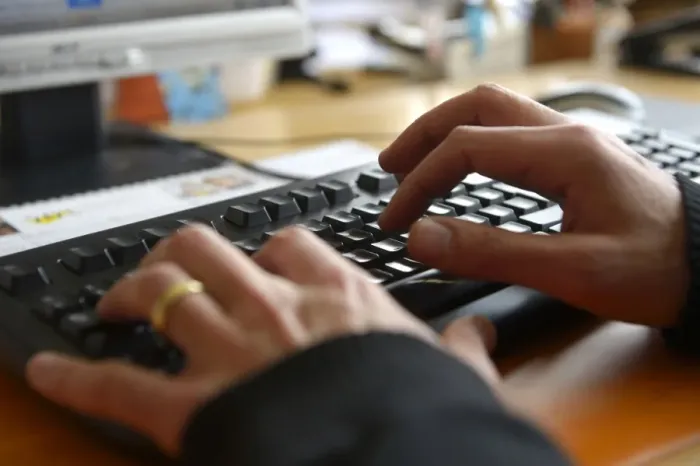 Framed Print : Hands typing on a computer keyboard Print Framed Print : Hands typing on a computer keyboard Print