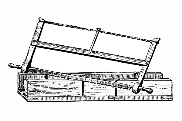 Handsaw. Antique illustration of a woodcutter hand saw