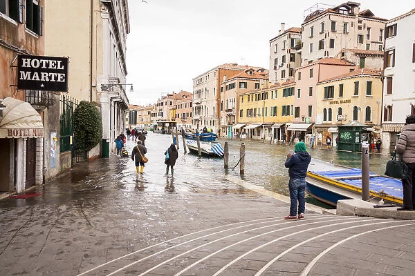 High water or Acqu Alta in Venice, Italy