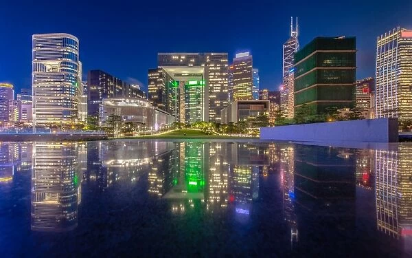 Hong Kong city center with reflection