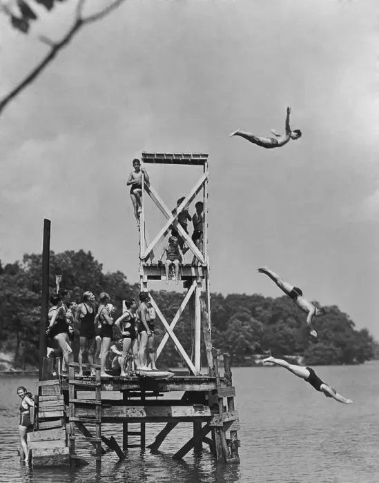 Framed Print : 1930s Diving Platform Print Framed Print : 1930s Diving Platform Print