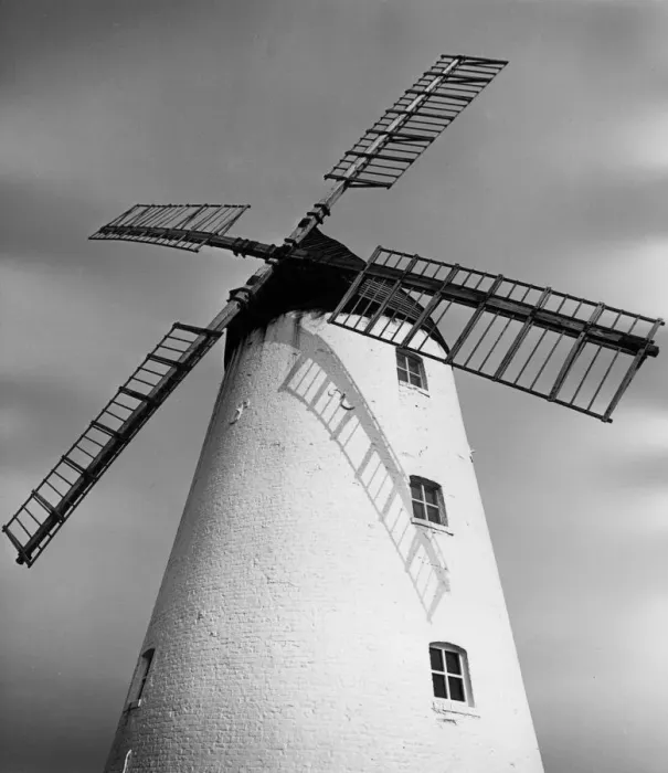 Framed Print : Fine Art Storehouse Print of White Windmill circa 1950 Framed Print : Fine Art Storehouse Print of White Windmill circa 1950