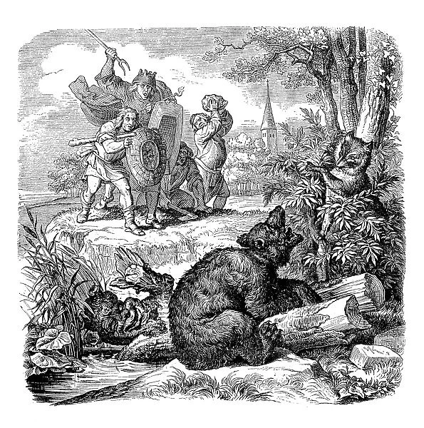 Humanized animals illustrations: Bear and fox