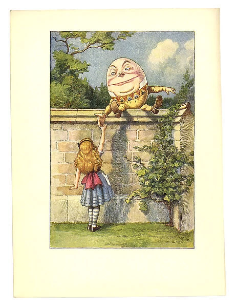 Humpty Dumpty on a wall illustration, (Alices Adventures in Wonderland)