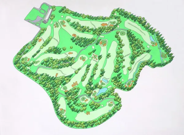 Illustrated map of Augusta National Golf Course, Augusta, Georgia, USA