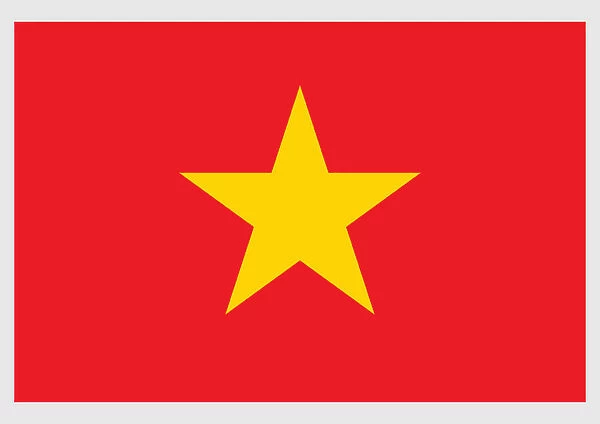 Illustration of civil and state flag of Vietnam, with red field and five-pointed yellow star in center