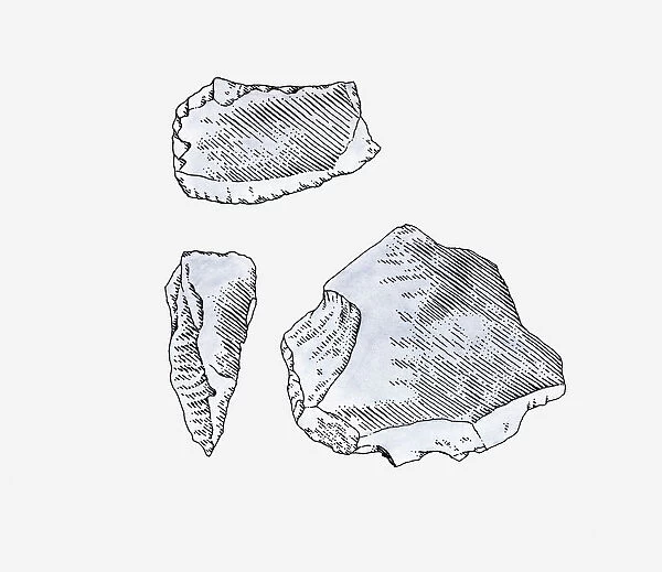 Illustration of quartz tools found in Matupi Cave, Zaire