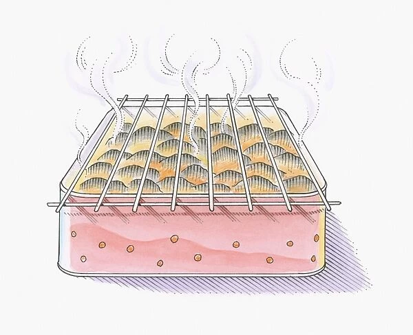illustration of smoke rising from burning embers on garbecue grill