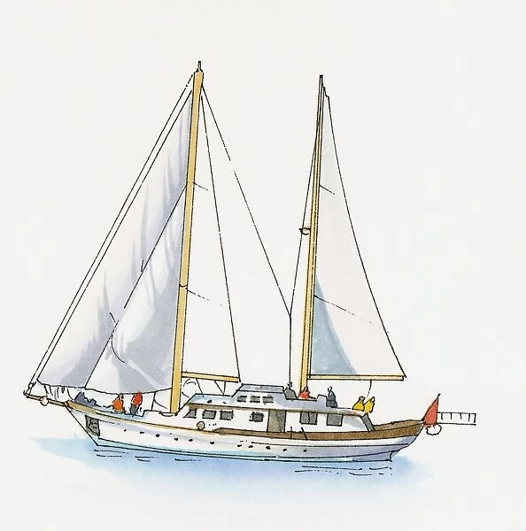 Illustration of yacht at sea