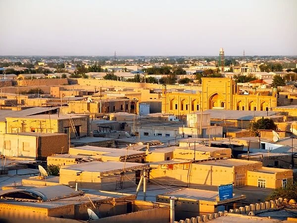 Khiva town from above at sunset