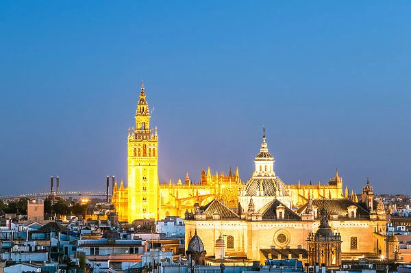 La Giralda bell tower and city of Seville, Spain