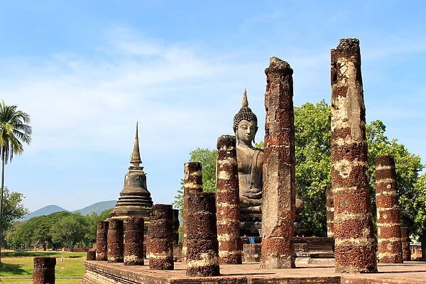 Landscape of Wat Mahathat temple Sukhothai Thailand