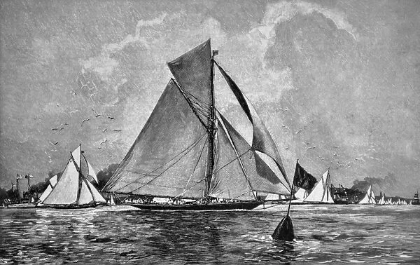 Large sailboats at sea - 1896