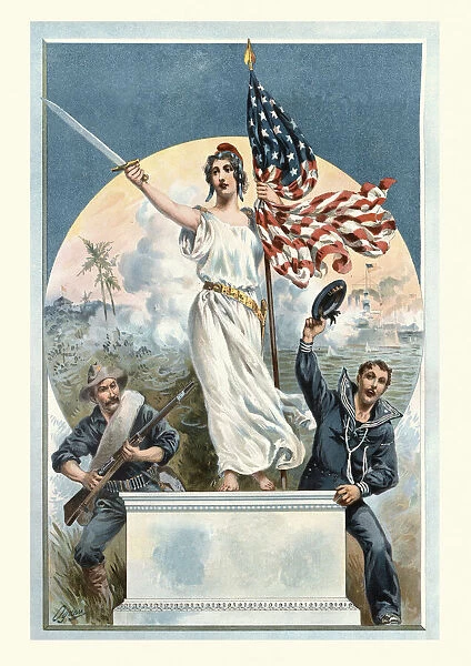 Liberty victorious during the Spanish American War of 1898