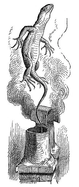 Lizard coming out of the chimney - Alice in Wonderland 1897