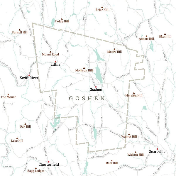 MA Hampshire Goshen Vector Road Map