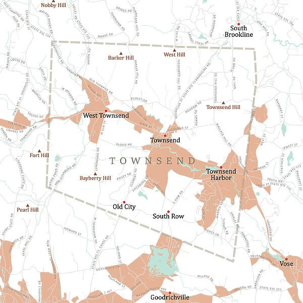 MA Middlesex Townsend Vector Road Map