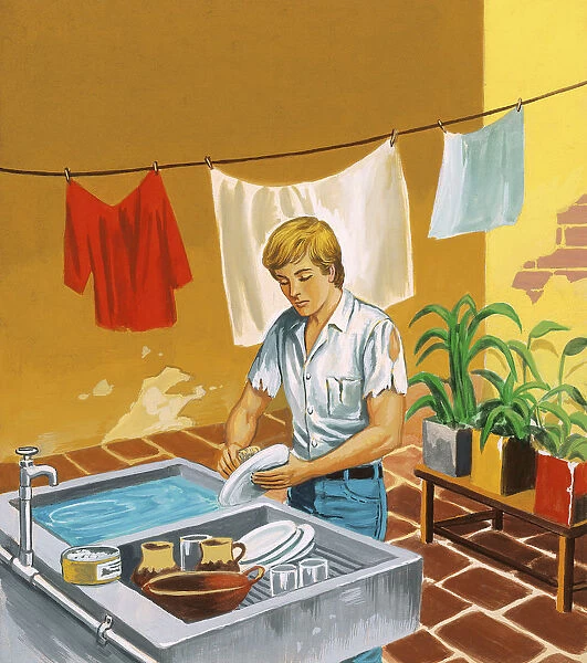 Man Washing Dishes