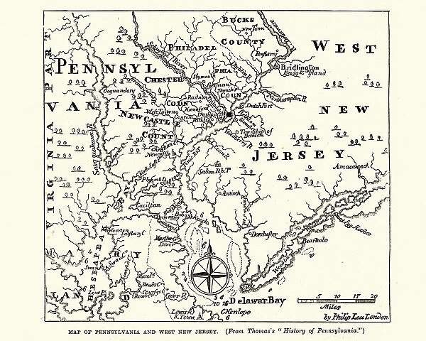 Map of Pennsylvania and West New Jersey, 18th Century